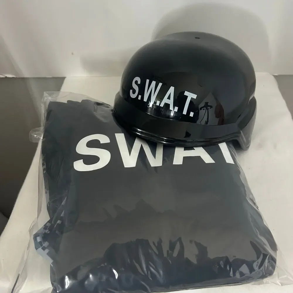 Teetot Child SWAT Police Costume Size 7-8  Camo Jumpsuit Halloween with helmet